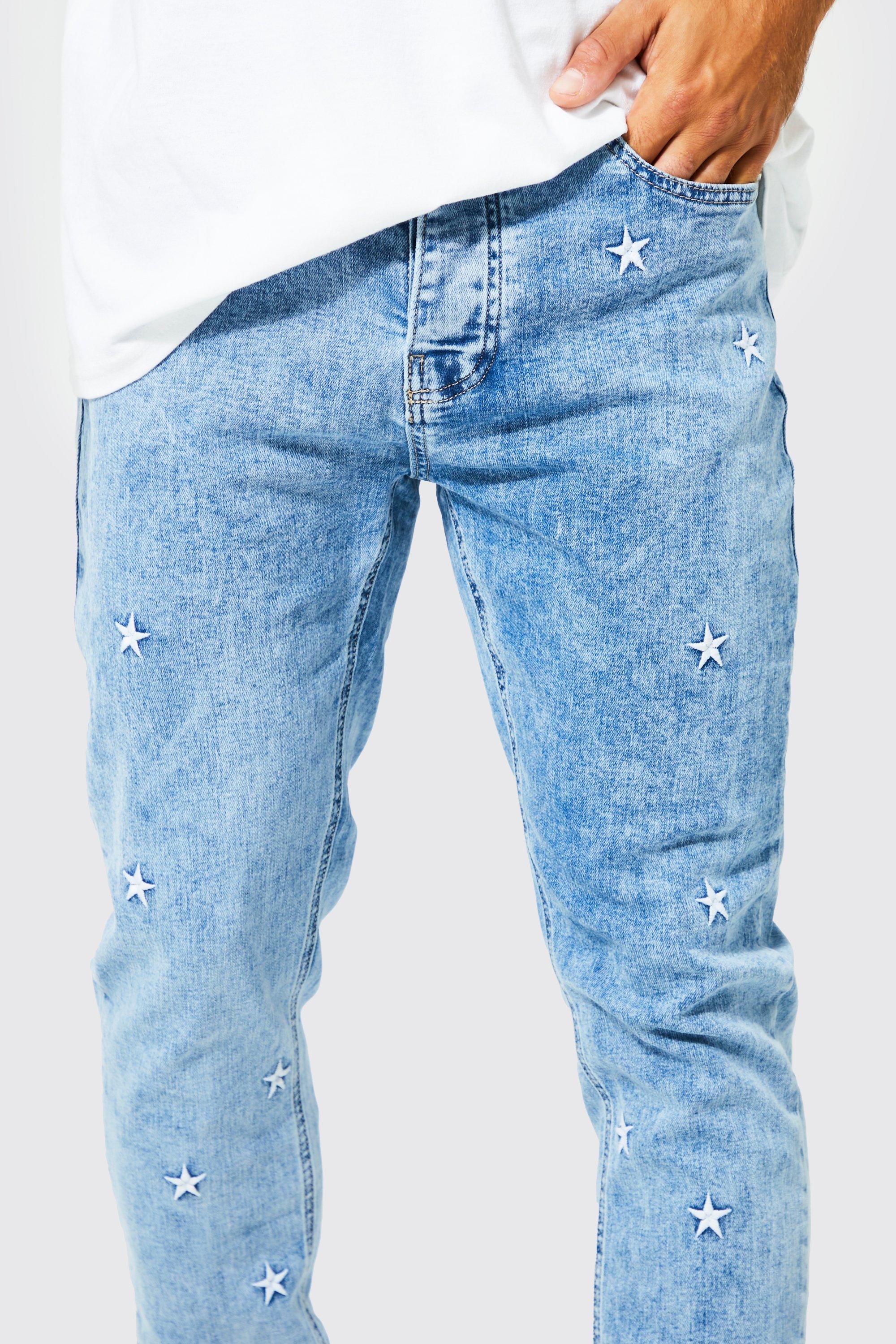 Star embroidered sale jeans